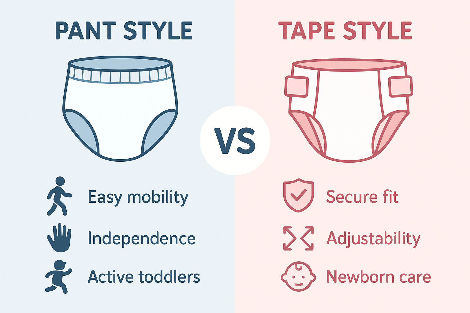 Pant Style Diapers vs. Tape Style Diapers: Which One is Better?