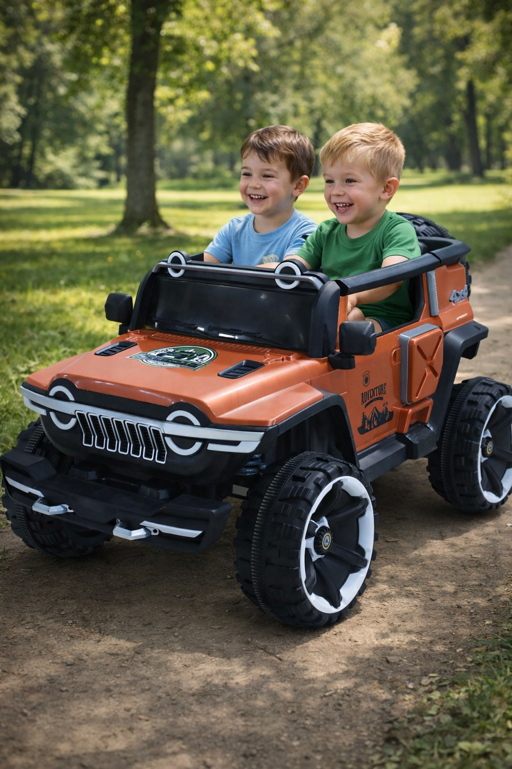 Champs Monster Jumbo 4x4 Battery Operated Ride-On Jeep for Kids | Remote Control Car with Music, LED Lights & AUX | Rechargeable Battery | Suspension Wheels | Openable Doors | Forward & Reverse | Easy Assembly | Black & Orange