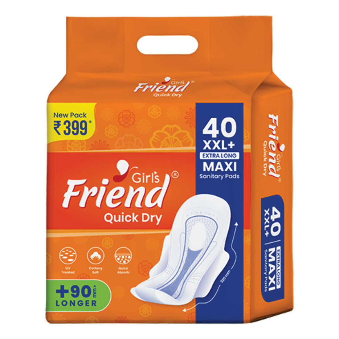 Girls Friend Quick Dry Extra Long Maxi Sanitary Pads - Pack of 1 | 40 Pcs