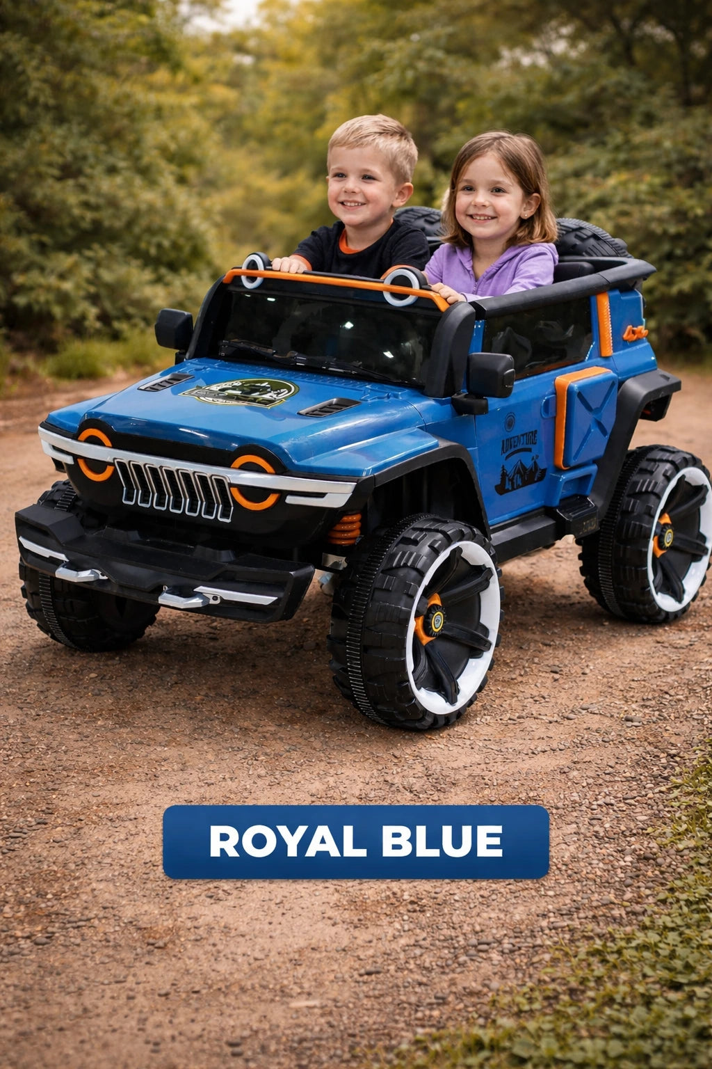 Champs Model-1166 Monster Jumbo 4x4 Battery Operated Ride-On Jeep for Kids | Remote Control Car with Music, LED Lights & AUX | Rechargeable Battery | Suspension Wheels | Openable Doors | Forward & Reverse | Easy Assembly | Royal Blue