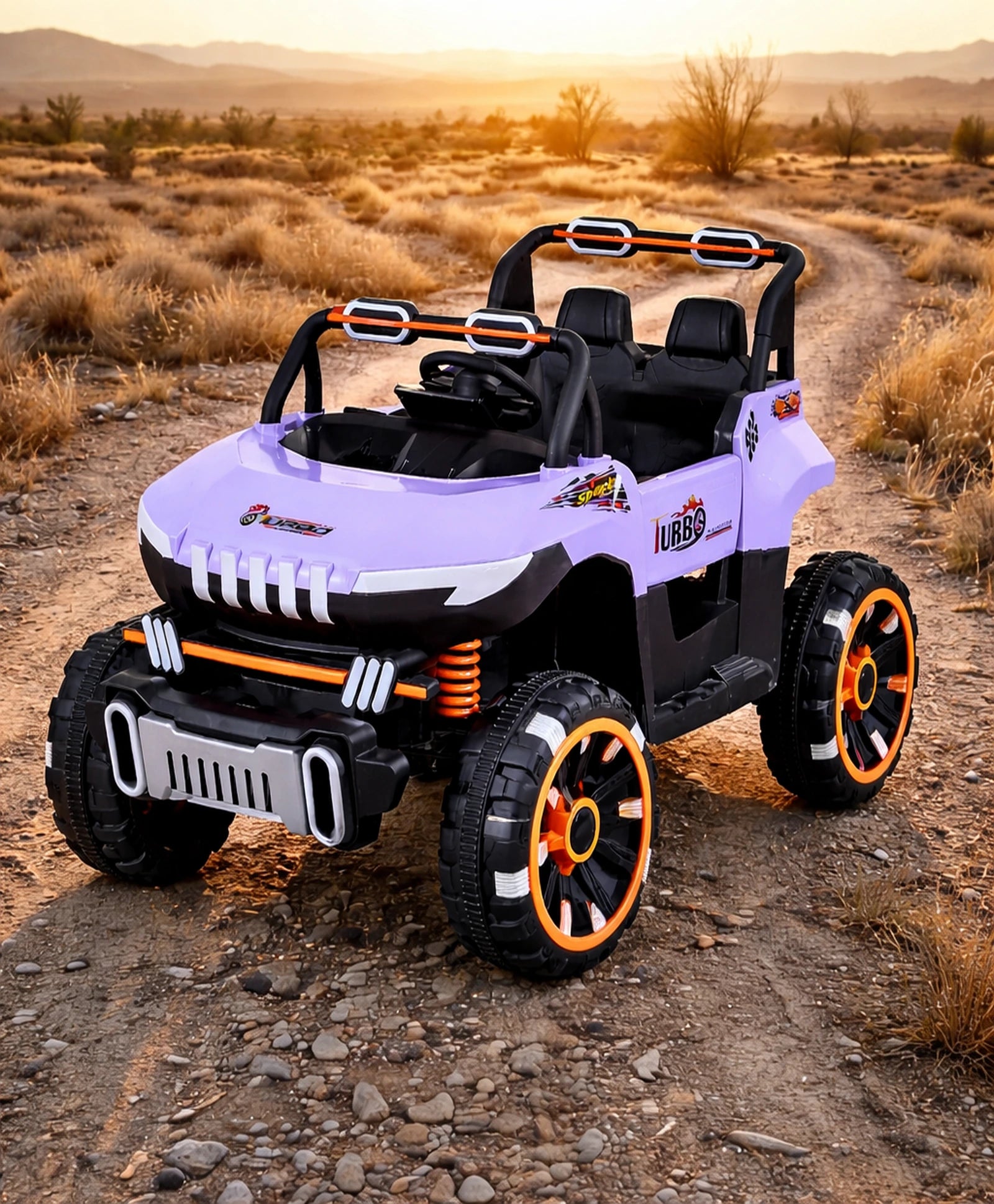 Champs Kids Monster Jeep 4x4 Rechargeable Battery Operated Kids Ride On Jeep with Light, Music, Rechargeable Battery for Kids Drive (Purple)